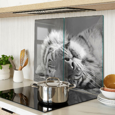 Tagliere in vetro Tigre in bianco e nero