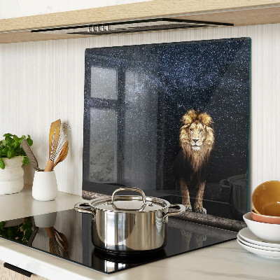 Tagliere in vetro temperato Il leone e il cielo pieno di stelle