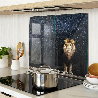Tagliere in vetro temperato Il leone e il cielo pieno di stelle