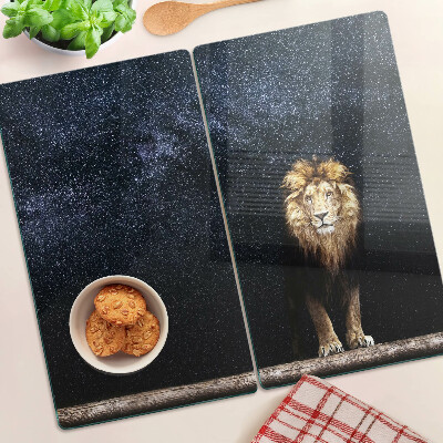 Tagliere in vetro temperato Il leone e il cielo pieno di stelle