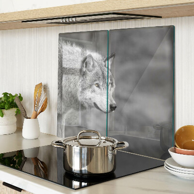 Tagliere in vetro temperato Lupo in bianco e nero