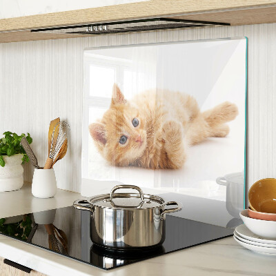 Tagliere in vetro temperato Gattino rosso su sfondo bianco