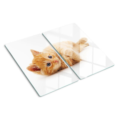 Tagliere in vetro temperato Gattino rosso su sfondo bianco