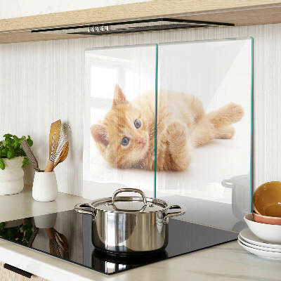 Tagliere in vetro temperato Gattino rosso su sfondo bianco