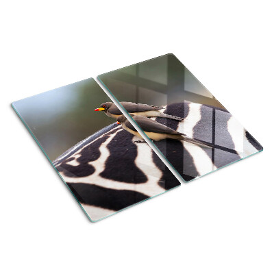 Tagliere in vetro temperato Uccelli su una zebra