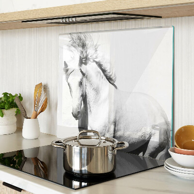 Tagliere in vetro temperato Cavallo in bianco e nero