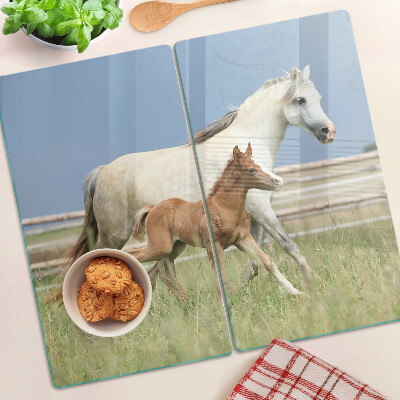 Tagliere in vetro temperato Un cavallo con un puledro in un prato