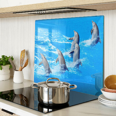 Tagliere in vetro temperato Delfini che saltano sulle onde