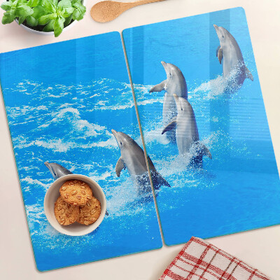 Tagliere in vetro temperato Delfini che saltano sulle onde