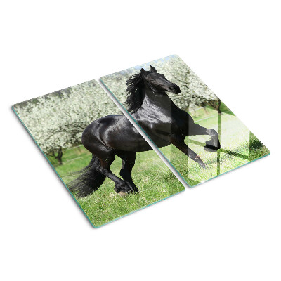 Tagliere in vetro Cavallo nero nel prato