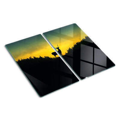 Tagliere in vetro temperato Cervi sullo sfondo del sole al tramonto
