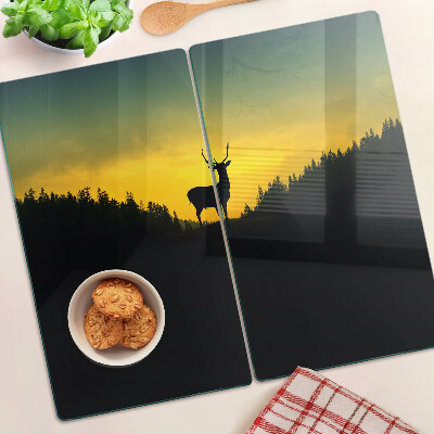 Tagliere in vetro temperato Cervi sullo sfondo del sole al tramonto
