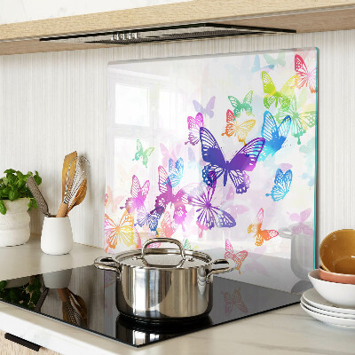 Tagliere in vetro temperato Motivo di farfalle volanti colorate