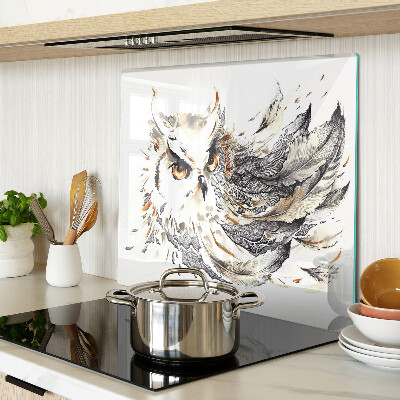 Tagliere in vetro Gufo con piume