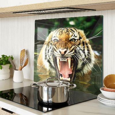 Tagliere in vetro Tigre all'attacco