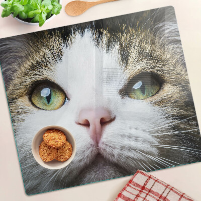 Tagliere in vetro temperato Gatto con gli occhi verdi
