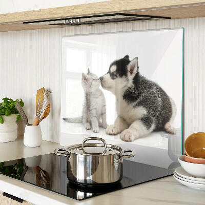 Tagliere in vetro temperato Gattino e cucciolo in amicizia