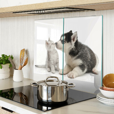 Tagliere in vetro temperato Gattino e cucciolo in amicizia