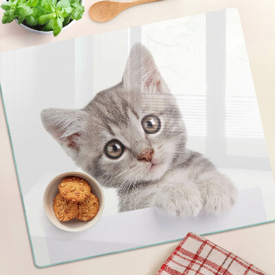 Tagliere in vetro temperato Gattino con gli occhi grandi