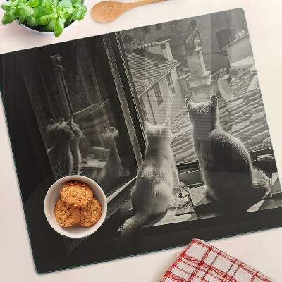Tagliere in vetro Gatti alla finestra
