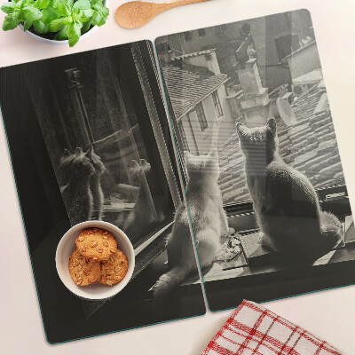 Tagliere in vetro Gatti alla finestra