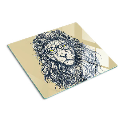 Tagliere in vetro Leone con gli occhiali