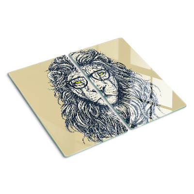Tagliere in vetro Leone con gli occhiali