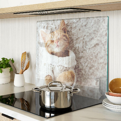Tagliere in vetro temperato Gattino carino con un maglione