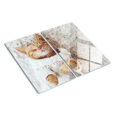 Tagliere in vetro temperato Gattino carino con un maglione