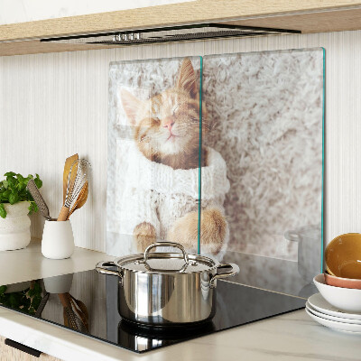 Tagliere in vetro temperato Gattino carino con un maglione