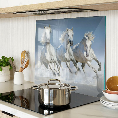 Tagliere in vetro temperato Cavalli bianchi al galoppo