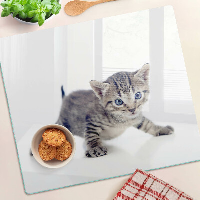 Tagliere in vetro Gattino con gli occhi azzurri