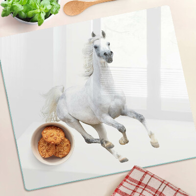 Tagliere in vetro temperato Cavallo bianco in movimento