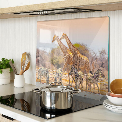 Tagliere in vetro Zebra e giraffa nel loro habitat naturale
