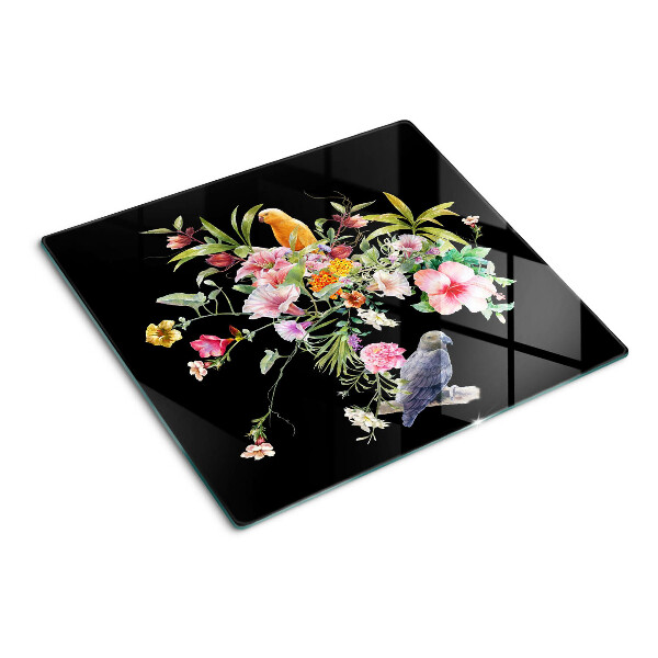 Tagliere in vetro Fiori e uccelli