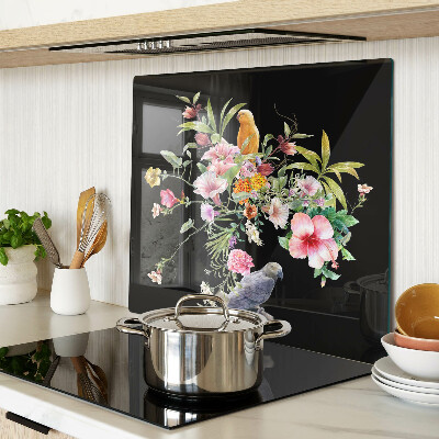 Tagliere in vetro Fiori e uccelli