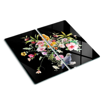 Tagliere in vetro Fiori e uccelli