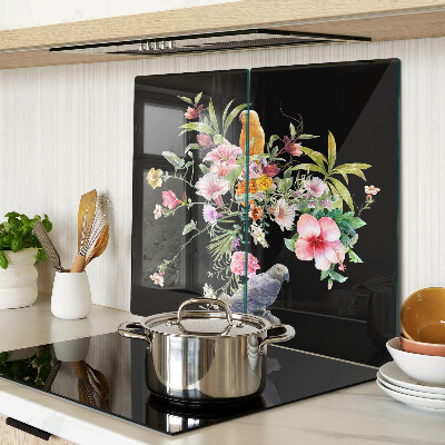 Tagliere in vetro Fiori e uccelli
