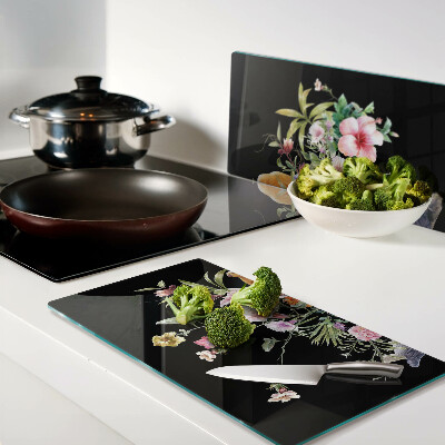 Tagliere in vetro Fiori e uccelli