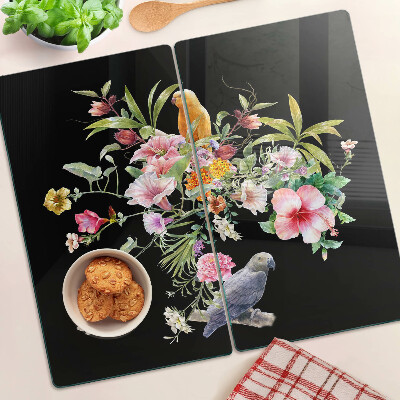 Tagliere in vetro Fiori e uccelli