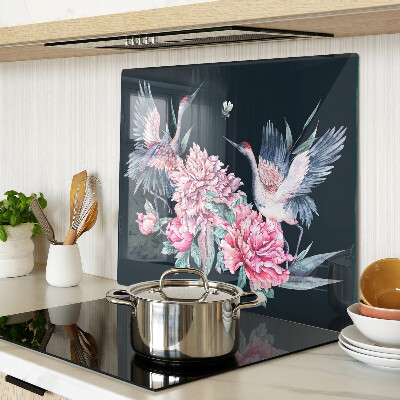 Tagliere in vetro temperato Fiori e uccelli