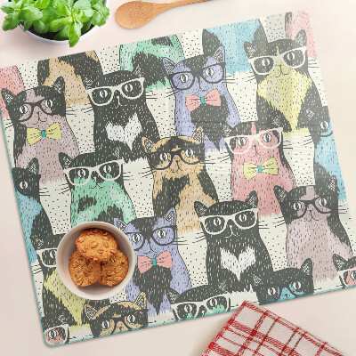 Tagliere in vetro Gatti con gli occhiali