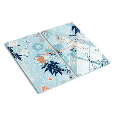 Tagliere in vetro temperato Fiori e uccelli in stile orientale