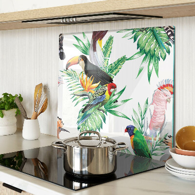 Tagliere in vetro temperato Uccelli e foglie tropicali