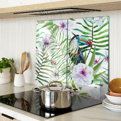 Tagliere in vetro temperato Motivo tropicale con uccelli e piante