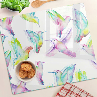 Tagliere in vetro Colibrì in stile acquerello