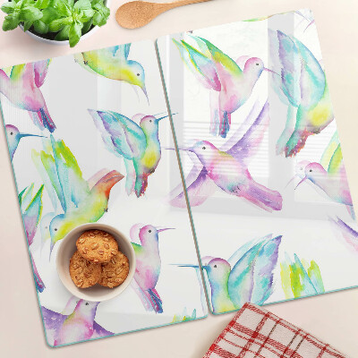 Tagliere in vetro Colibrì in stile acquerello