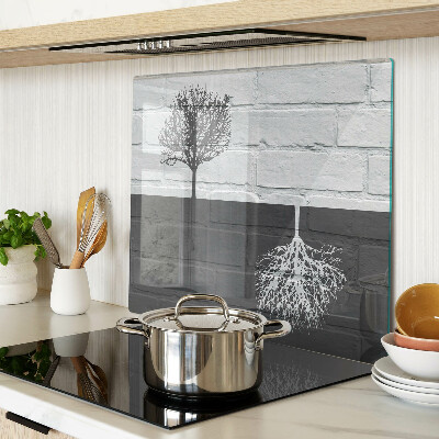 Tagliere in vetro temperato Albero sullo sfondo di mattoni