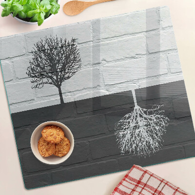 Tagliere in vetro temperato Albero sullo sfondo di mattoni