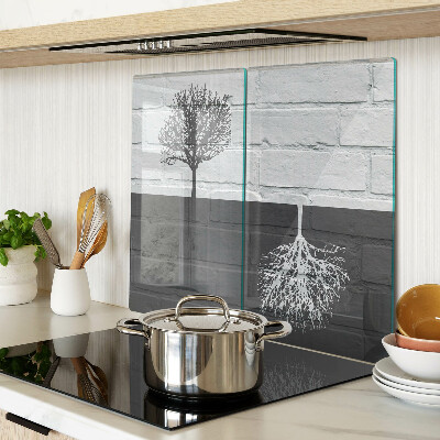 Tagliere in vetro temperato Albero sullo sfondo di mattoni